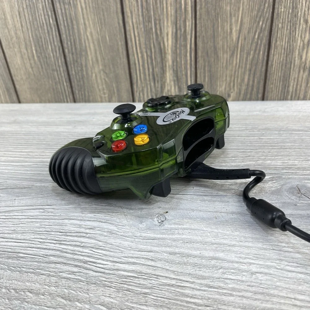 Mad Catz Turbo Gaming Controller Clear & Green Wired Original Xbox